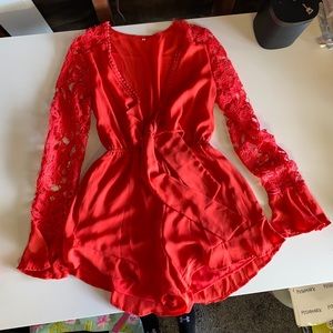 Romantic red romper